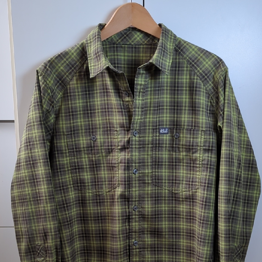 Jack Wolfskin Green Plaid Outdoor Shirt Men's M